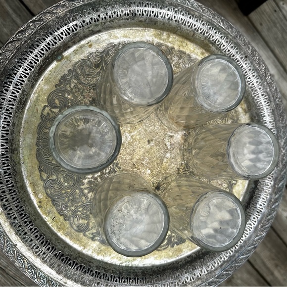 Vintage 1930’s Diamond Patter Juice Glasses 3 1/8” Set of 6 Hazel Atlas - Picture 5 of 8